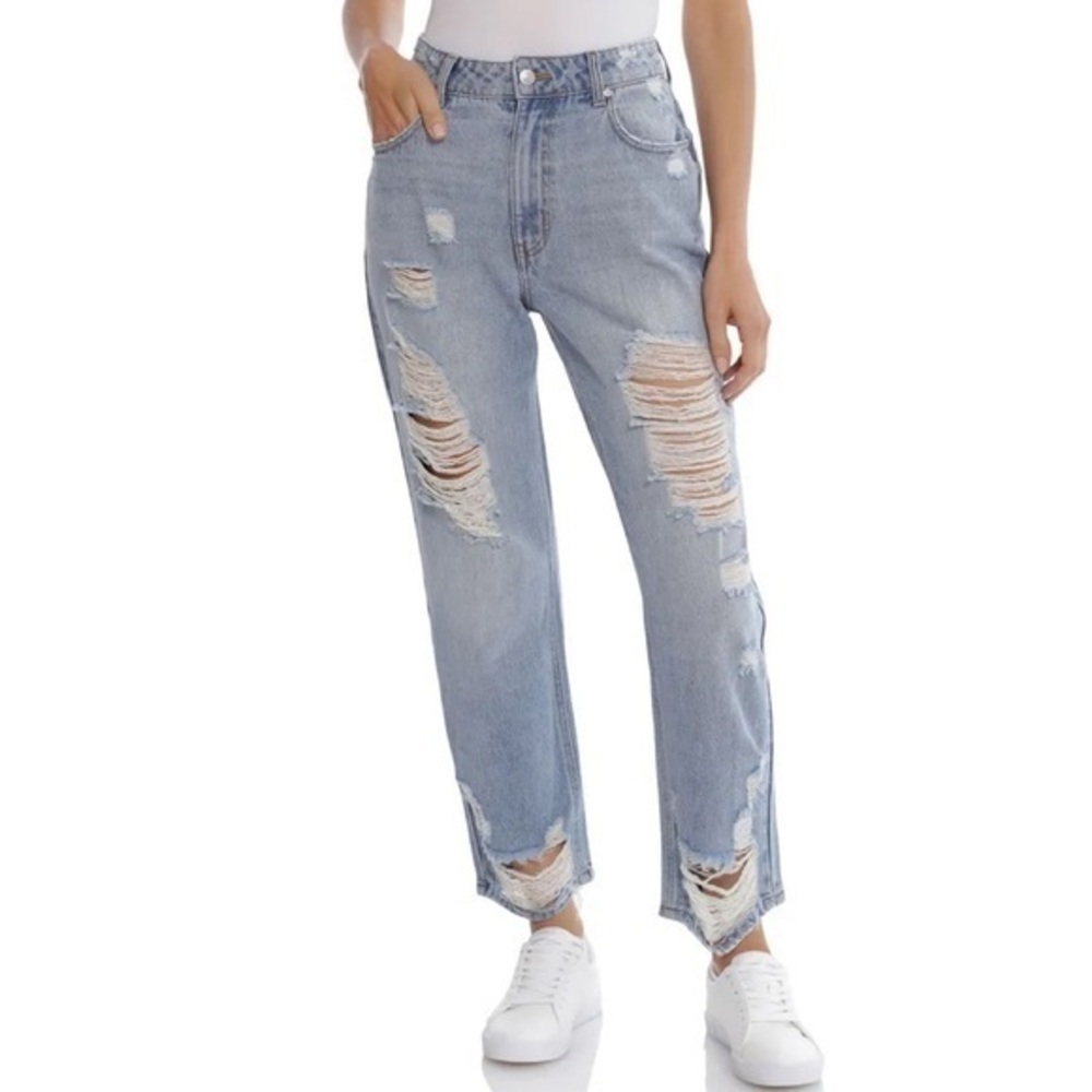 Avec Les Filles Ripped High Waisted Mom Jeans